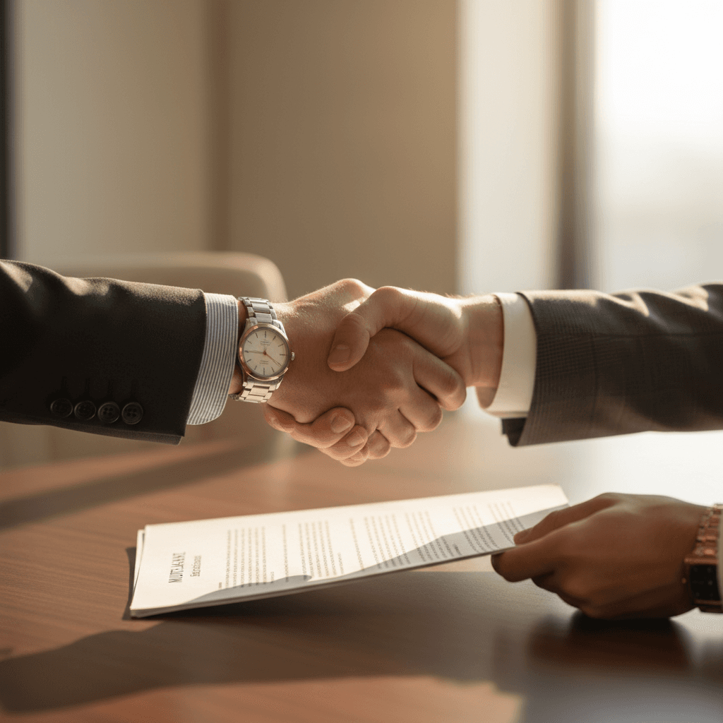 Handshake between two professionals sealing a business agreement